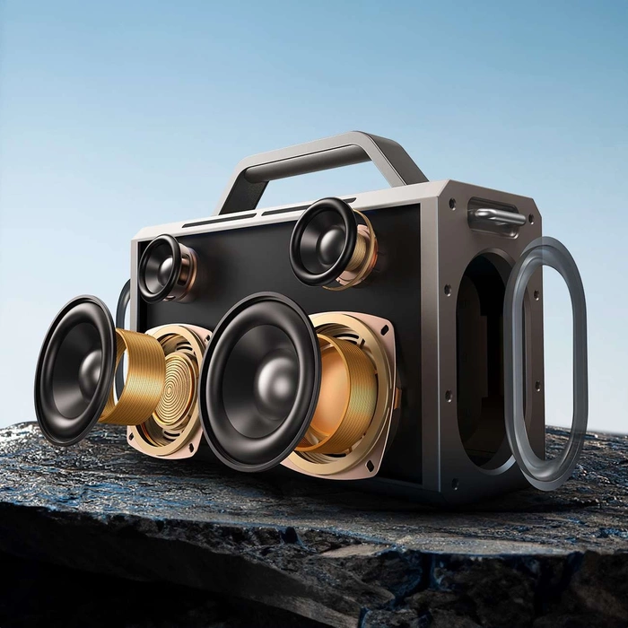 Joyroom Pies Series JR-MW03 Wireless Karaoke Speaker with 2 Microphones and Remote Control - Black