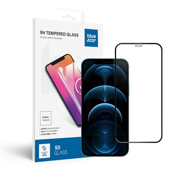 Szkło hartowane do iPhone 12/12 Pro (full glue) Blue Star 5D czarne