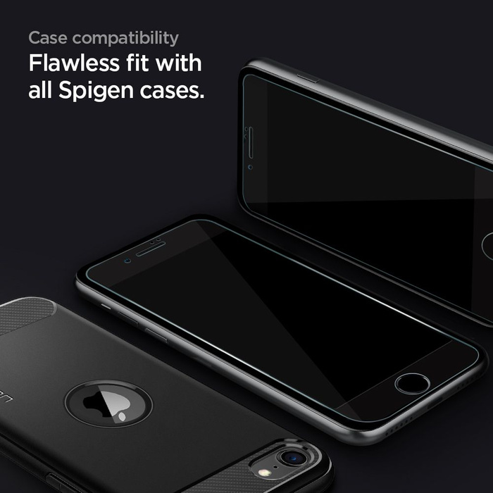 Tempered Glass Spigen Alm Glass Fc iPhone SE 2022 2020 7 8 Black Black