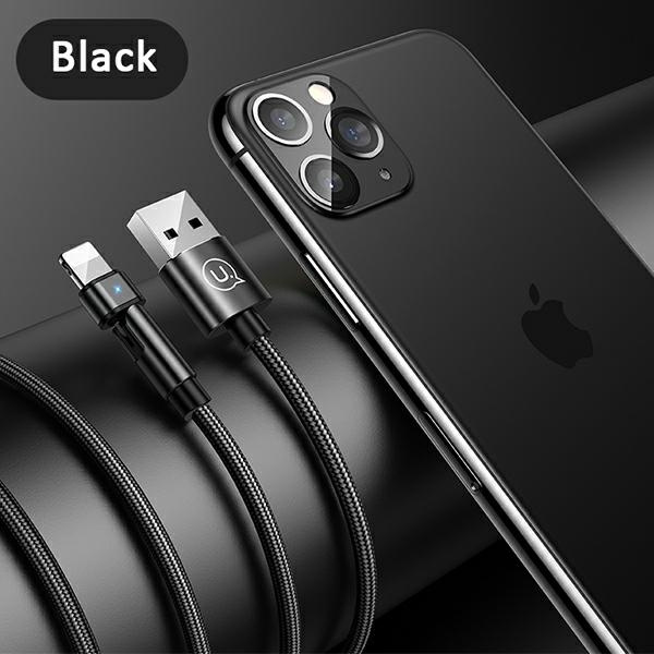 Braided USB Cable USAMS Apple Lightning U60 Rotary 2A Black 1m