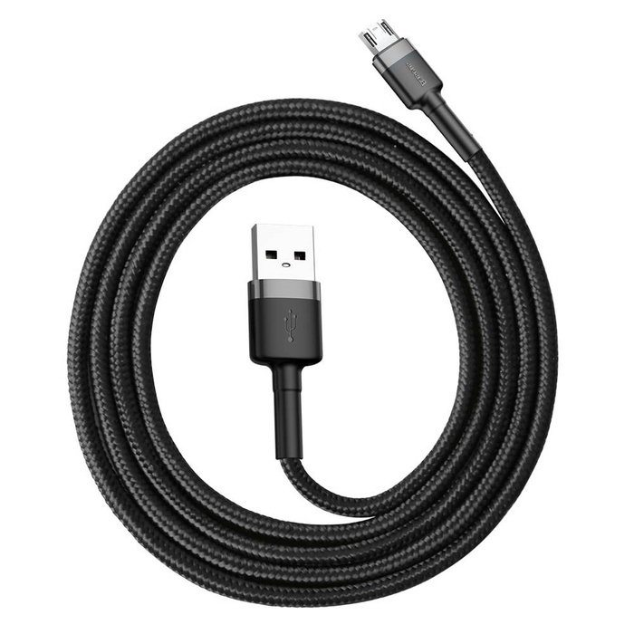 Baseus Cafule Cable durabel Kabel mit Nylon geflochtenes Ladekabel USB / micro USB QC3.0 2.4A 1M schwarz-grau (CAMKLF-BG1)