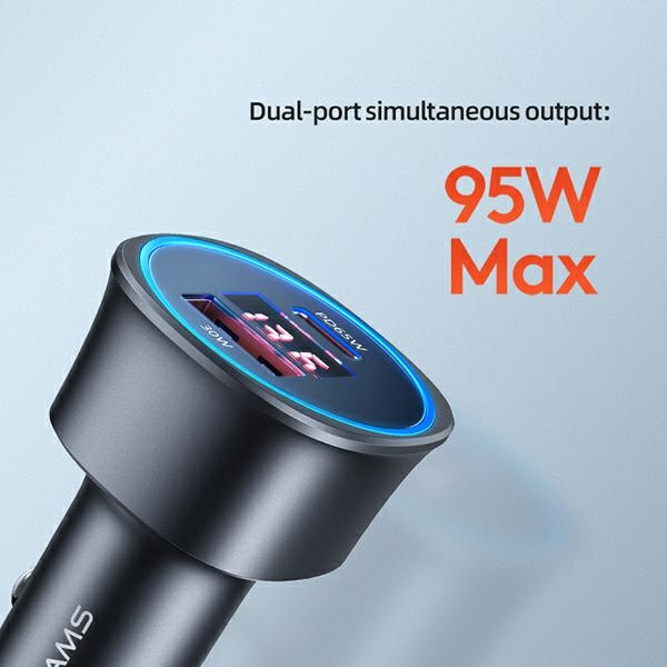 USAMS Charg. 1xUSB+1xUSB-C C26 95W (solo testa) Fast Charge nero/nero CC146TC01 (US-CC146)