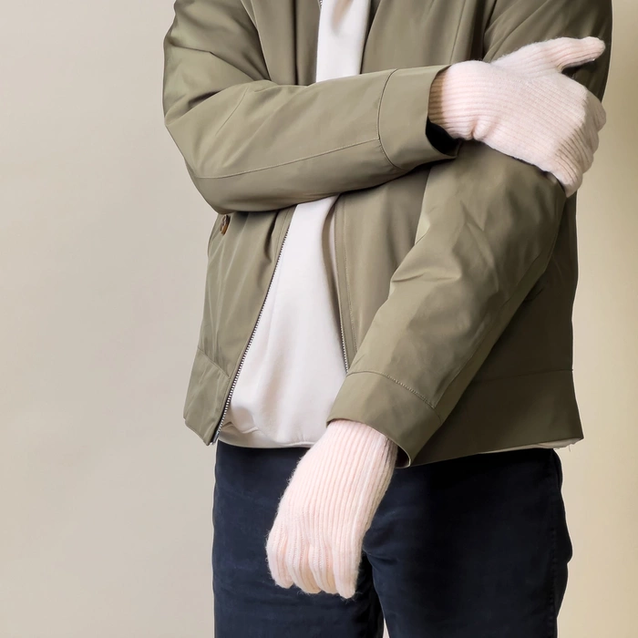 Guantes para teléfono trenzados con aberturas para los dedos - rosa