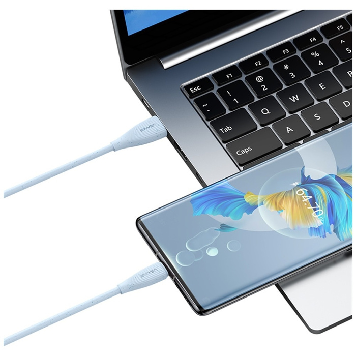 Kabel USAMS Green Series SJ714 18W 3A    USB-A do USB-C 1m biały