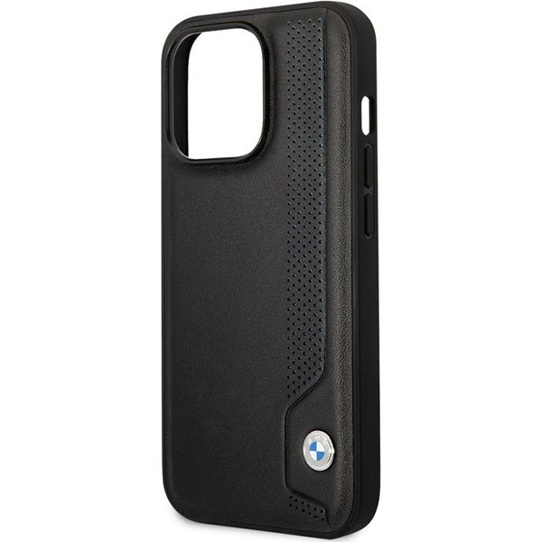 Case BMW BMHCP14X22RBDK iPhone 14 Pro Max 6.7" black/black hardcase Leather Blue Dots