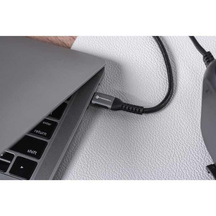 Kabel USB C do USB C Forcell F-Energy QC4.0 PD 5A 240W Cafule 0,25 m C263 czarny