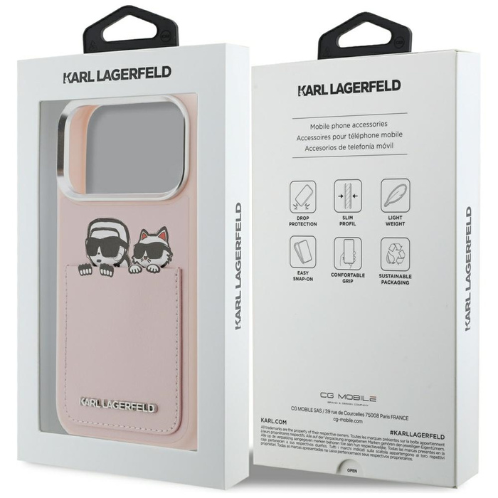 Etui Karl Lagerfeld Karl & Choupette     Print & Pocket do iPhone 17 Pro Max różowy
