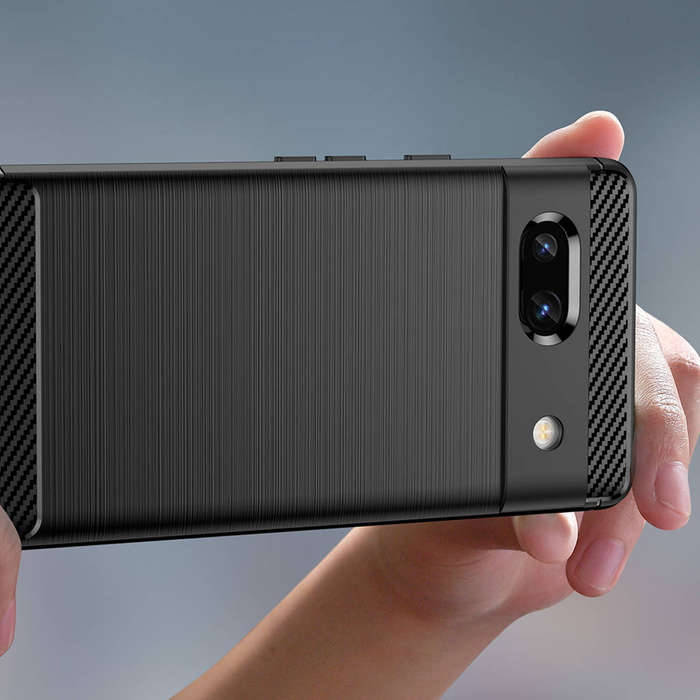 Carbon Case pro Google Pixel 7a flexibilní silikonový karbonový kryt černý