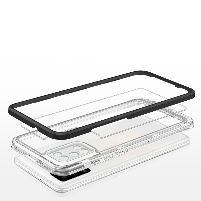 Funda transparente 3 en 1 para Samsung Galaxy A03s (166) marco gel cover negro