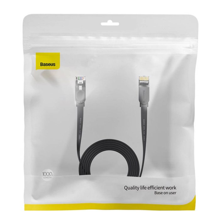 Baseus Speed Six kabel síťový plochý RJ45 1000Mbps 10m černý (WKJS000201)