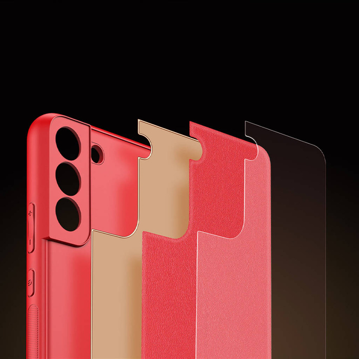 Dux Ducis Yolo élégant coque housse en cuir écologique Samsung Galaxy S22+ (S22 Plus) rouge