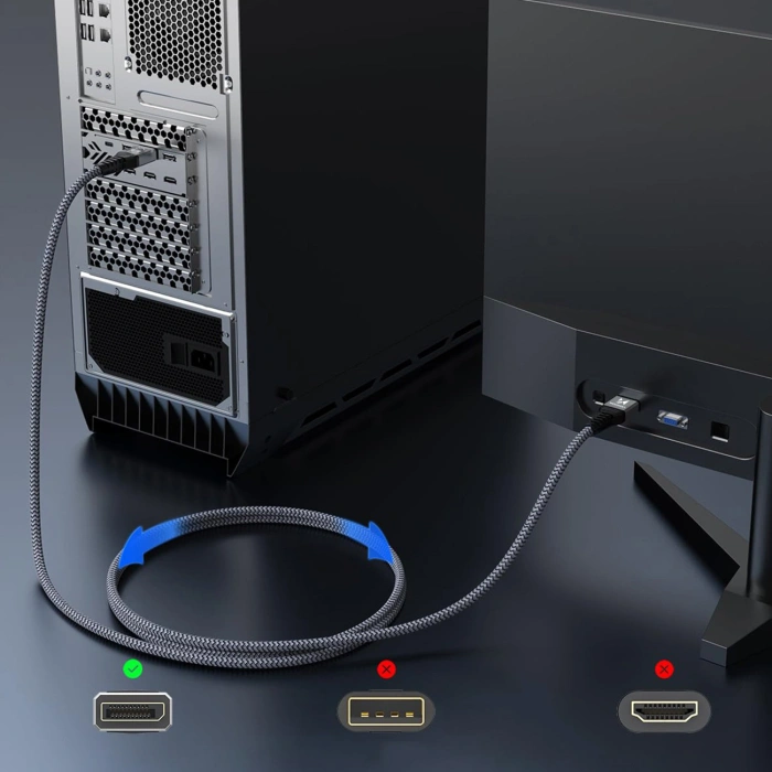 Kabel Wozinsky WPS-16AYL3S DisplayPort 2.1 Certyfikowany VESA 80 Gb/s 16K@60Hz 8K@120Hz 4K@240Hz HDR HDCP DSC 3m - czarny