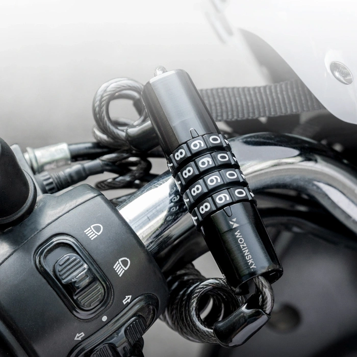 Blokada rowerowa Wozinsky WBN-01R na rower kask wodoodporna na szyfr 4-cyfrowy - czarny