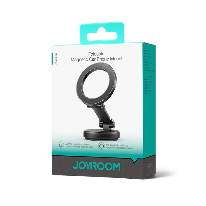 Joyroom JR-ZS403 Foldable Magnetic Car Dashboard Phone Holder - Black