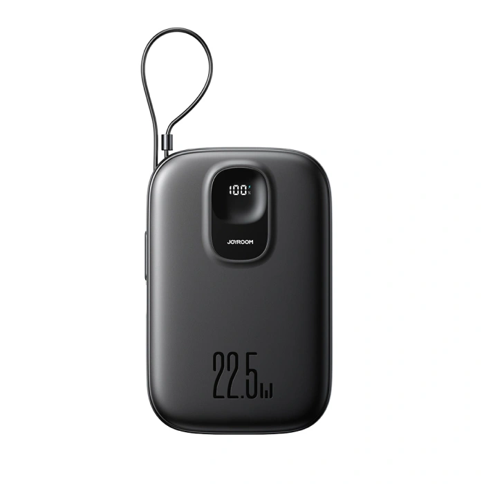 Powerbank Joyroom JR-PBF17 22.5W 10000mAh z wbudowanym kablem USB-C + kabel USB-C 0.25 cm  - czarny