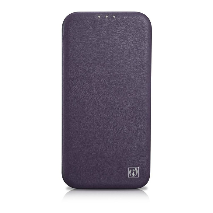 Kožené pouzdro iCarer CE Premium Leather Folio Case iPhone 14 Plus Flip Magnetic MagSafe Leather Case Dark Purple (WMI14220715-DP)