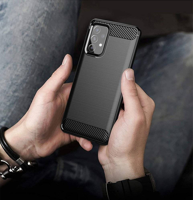 Carbon Case flexibilní pouzdro kryt Samsung Galaxy A72 4G černý