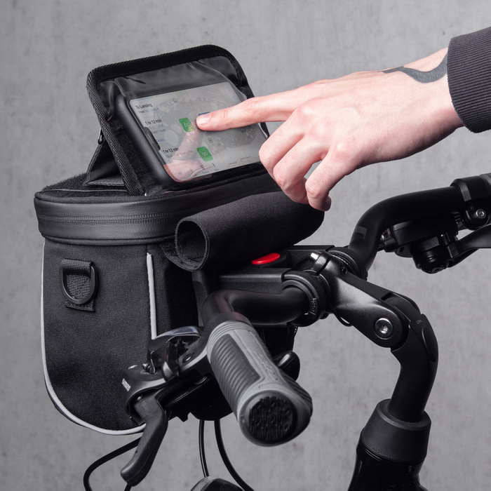 Wozinsky borsa da manubrio per bicicletta borsa a tracolla per bici nera (WBHBB-01)