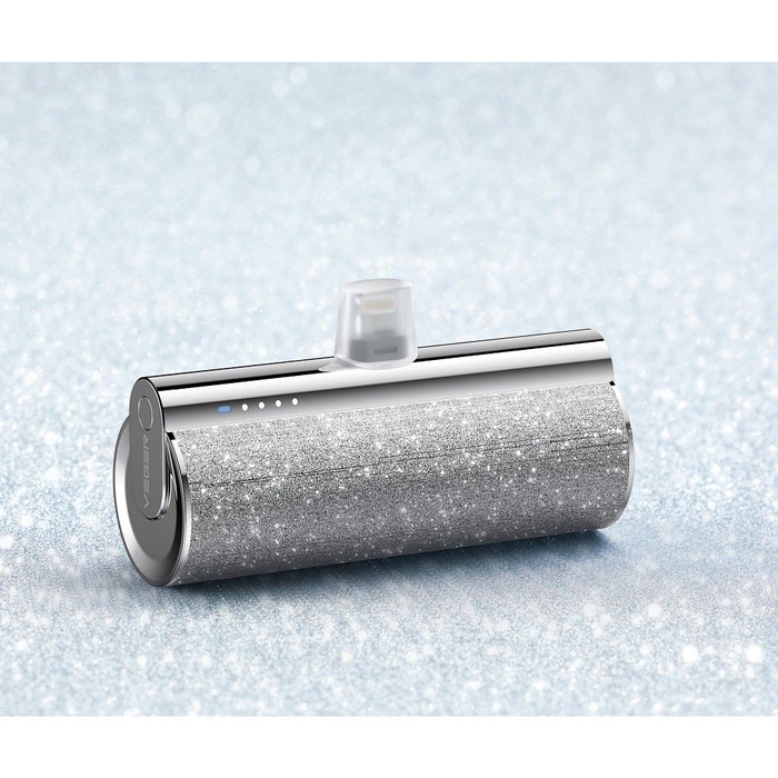 Powerbank Veger PlugOn (W0573P) PD QC3.0 2,4A 12W 5000 mAh z wbudowanym złączem Lightning srebrny