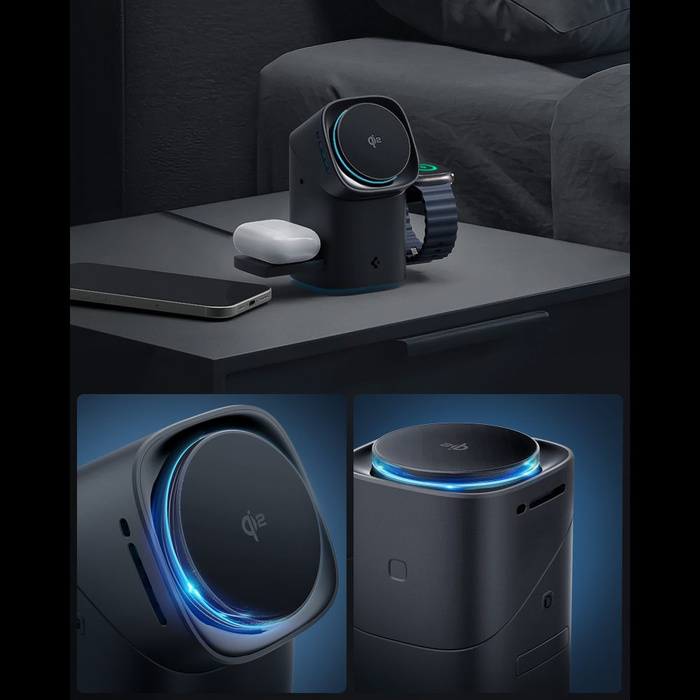 SPIGEN ESSENTIAL EF223MS 3IN1 QI2 ROTARY MAGSAFE WIRELESS CHARGER BLACK