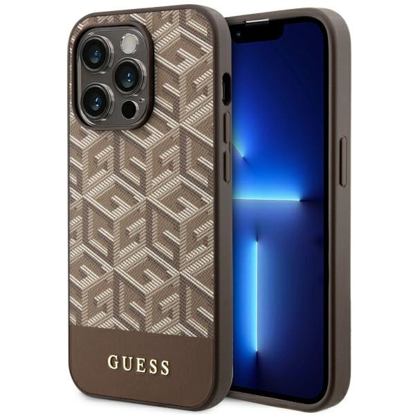 Case Guess GUHMP14XHGCFSEW iPhone 14 Pro Max 6.7" brown/brown hard case GCube Stripes MagSafe Case