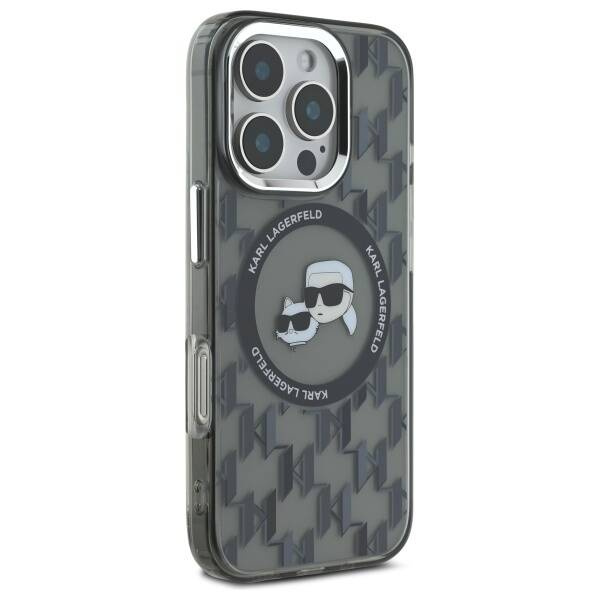 Etui Karl Lagerfeld iPhone 16 Pro 6.3" czarny/black IML Monogram Karl&Choupette Head MagSafe