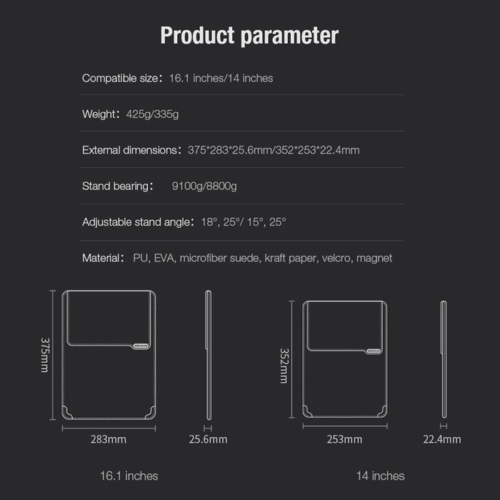 NILLKIN ETUI NA LAPTOP 3W1 14 CALI pionowe, GRAY / SZARY