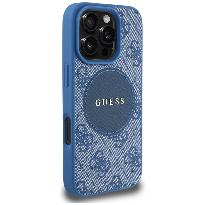 Etui Guess 4G Circle Classic Logo        MagSafe do iPhone 16 Pro Max niebieski