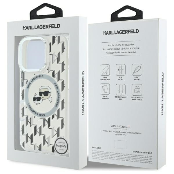 Etui Karl Lagerfeld iPhone 16 Pro 6.3" przezroczysty/transparent IML Monogram Karl&Choupette Head MagSafe