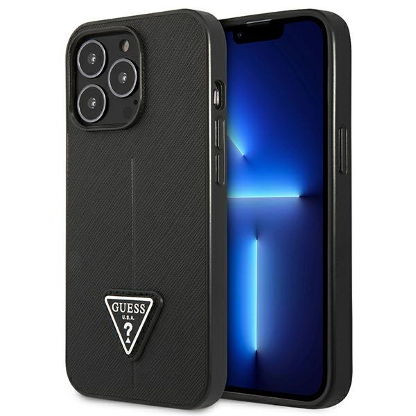 Hülle Guess GUHCP14XPSATLK iPhone 14 Pro Max 6,7" schwarz/schwarz hartcase SaffianoTriangle Logo