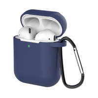Coque pour AirPods 2 / AirPods 1 silikonouveau soft case casque + pendentif porte-clés bleu (case D )