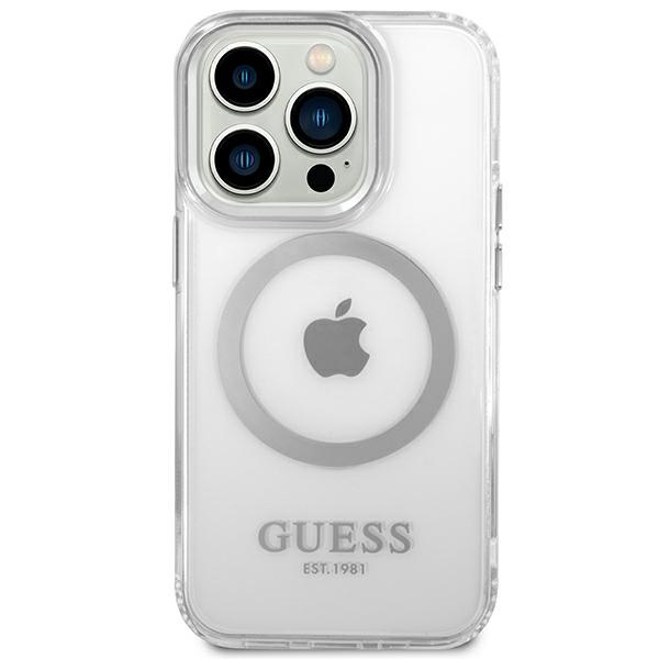 Guess GUHMP14LHTRMS iPhone 14 Pro 6.1" silber/silber hart case Metal Outline MagSafe