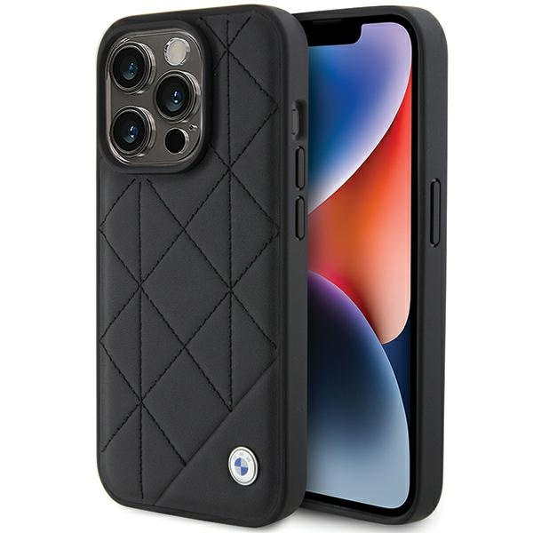 Hülle Bmw Bmhcp15x22rqdk IPhone 15 Pro Max 6,7" Schwarz/Schwarz Leder gestepptCase