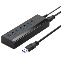 HUB multifuncional Ugreen 7in1 USB-A - 7xUSB-A 5Gb/s negro (US219)