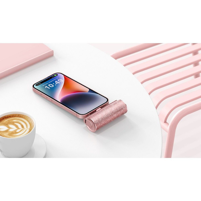 Powerbank Veger PlugOn (W0573) 5000 mAh z wbudowanym złączem USB C rózowy