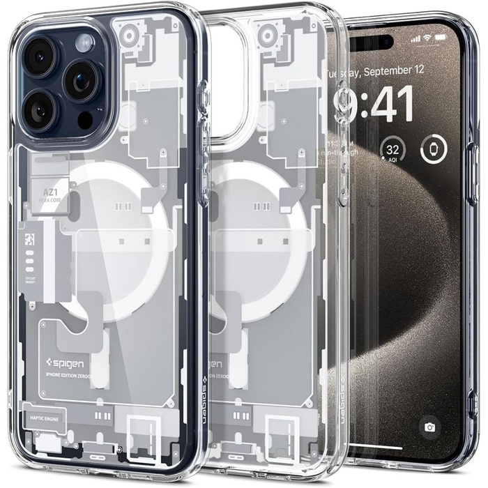 Funda iPhone 15 Pro Max Spigen Ultra Hybrid Mag MagSafe Zero One Blanco Case