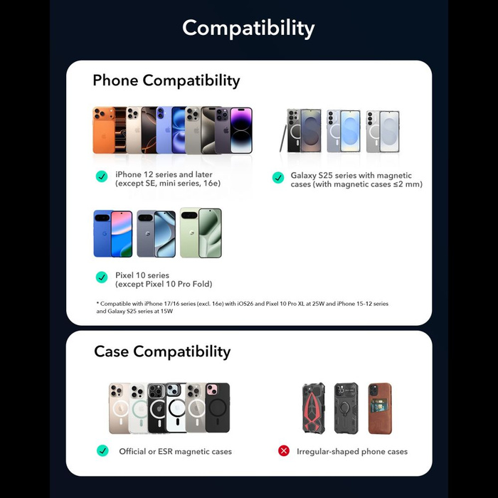 ESR OMNILOCK CRYOBOOST MAGNETIC MAGSAFE VENT CAR MOUNT WIRLESSS CHARGER QI2.2 25W BLACK