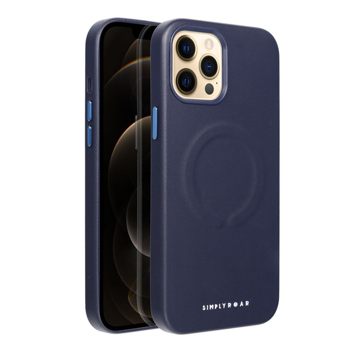 ROAR futerał LEATHER MAG kompatybilny z MagSafe do IPHONE 12 Pro Max Granatowy