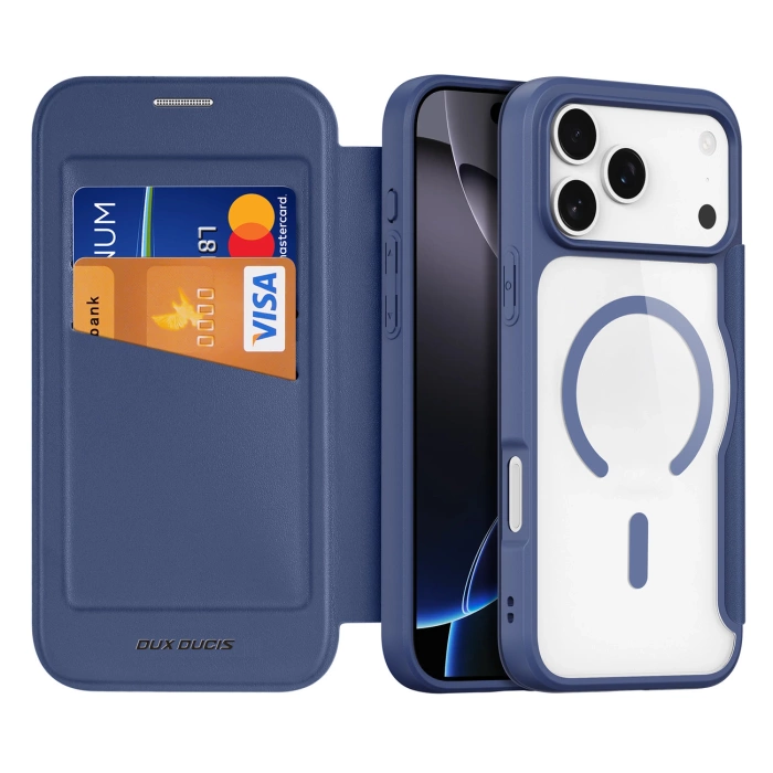 Dux Ducis Skin X Pro iPhone 17 Pro Case with Wallet, MagSafe Compatible - Blue