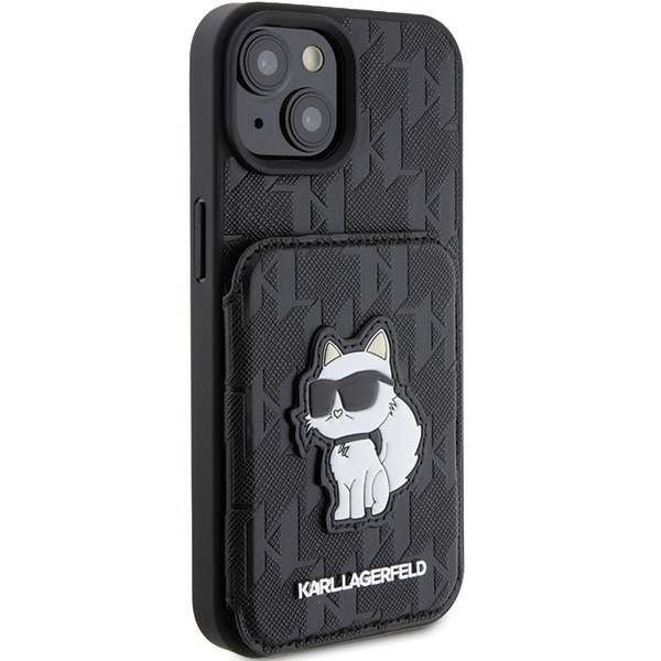 Karl Lagerfeld KLHCP15SSAKCNSCK iPhone 15 6.1" schwarz/schwarz hartcase Saffiano Kartenfächer und Ständer Monogram Choupette