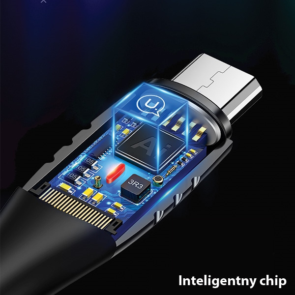 USAMS MicroUSB Flechtkabel U-Tone Power-off 2A Schnellladung 1.2m Schwarz