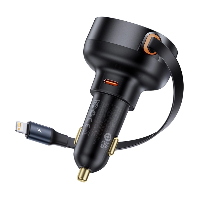 Caricabatteria per auto Baseus Enjoyment Pro USB-C (femmina) / Lightning (maschio) da 60 W - nero