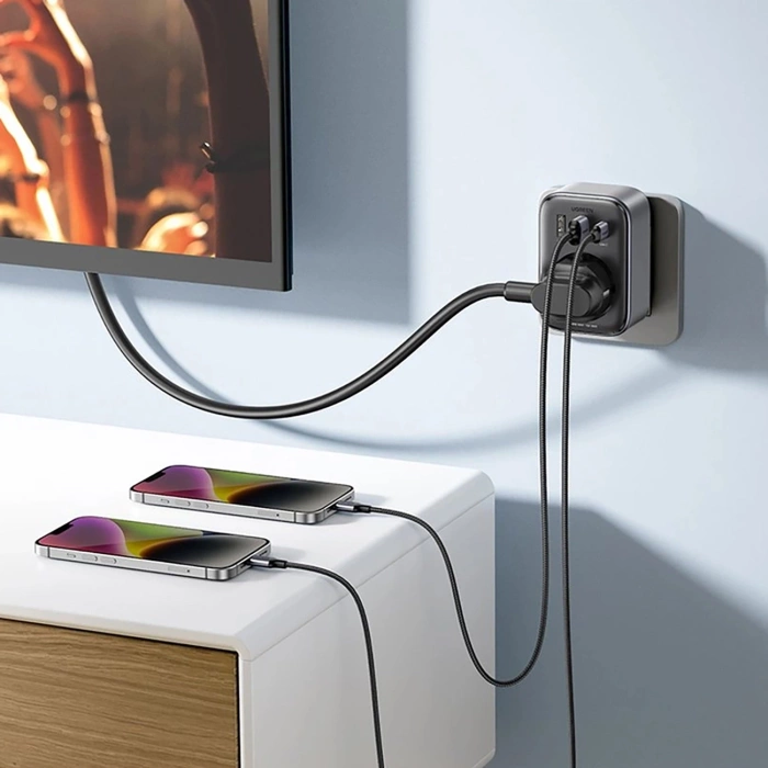 Nabíječka 30W síťový adaptér (2xUSB/USB C/AC) / EU adaptér - EU 13A Ugreen CD314 - černý