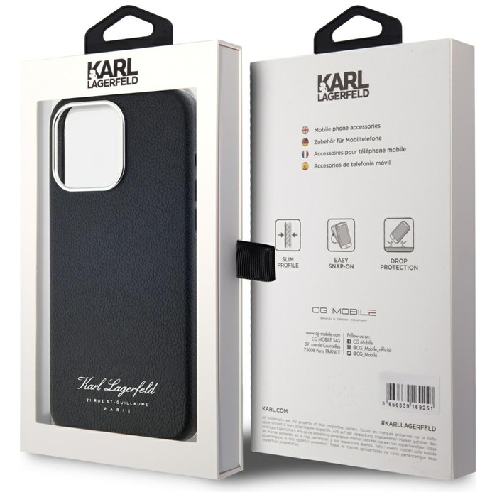 Etui Karl Lagerfeld hotel RSG do iPhone  15 Pro czarny