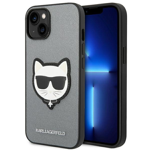 Hülle Karl Lagerfeld iPhone 14 Plus 6.7" hartcase silber/silber Saffiano Choupette Head Patch