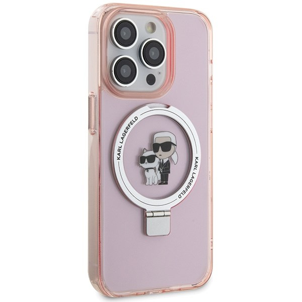 Coque Karl Lagerfeld KLHMP15XHMRSKCP iPhone 15 Pro Max 6.7" pink/pink hardcase Ring Stand Karl&amp;Choupettte MagSafe Case