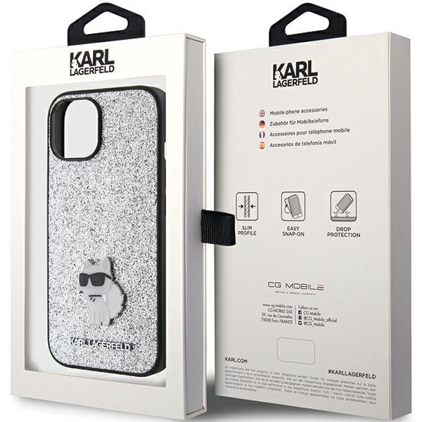Karl Lagerfeld KLHCP15SGCNPSG iPhone 15 6.1" argent/argent durcase Fixed Glitter Choupette Logo Metal Pin