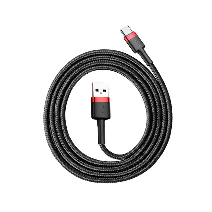 Cavo Baseus Cafule Cavo in nylon resistente USB / USB-C QC3.0 3A 1M nero-rosso (CATKLF-B91)