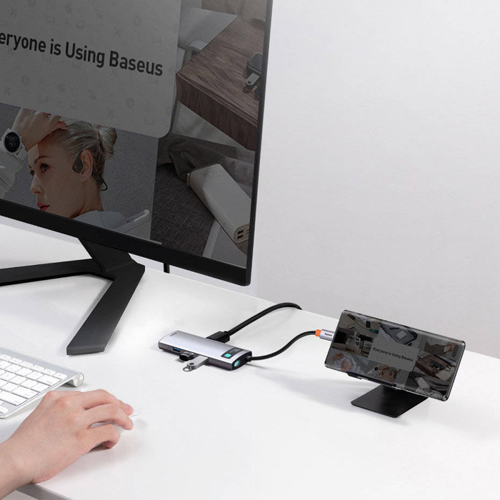 Baseus Metal Gleam Series 5-in-1 HUB multifunzione Type-C Docking Station Grigio 30Hz Versione Grigio