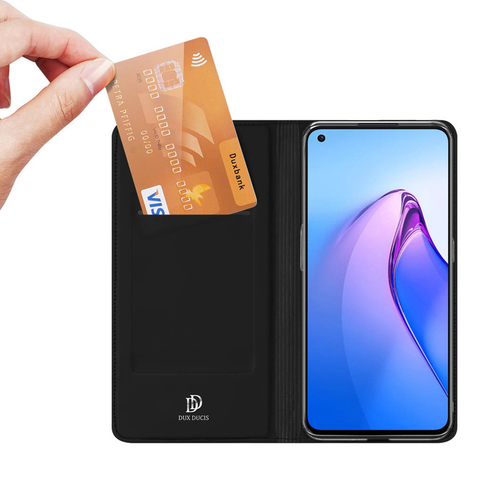 Dux Ducis Skin Pro Hülle für Oppo Reno 8 Flip Cover Card Wallet Stand schwarz